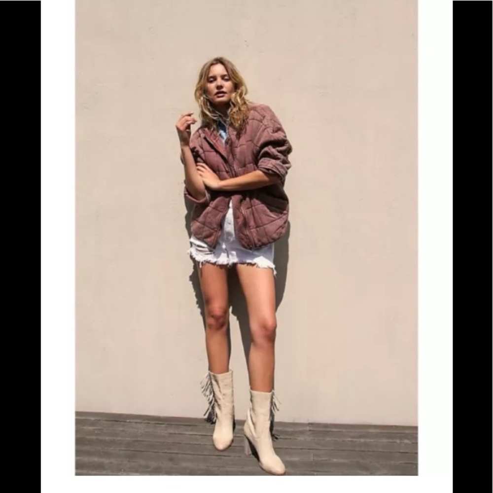 Free People Quilted Dolman Jacket Cherry Cola - XS